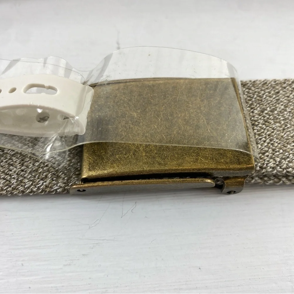 Sun + Stone Men’s Heathered Tan Stretchy Textured Belt with Metallic Buckle XL‎
